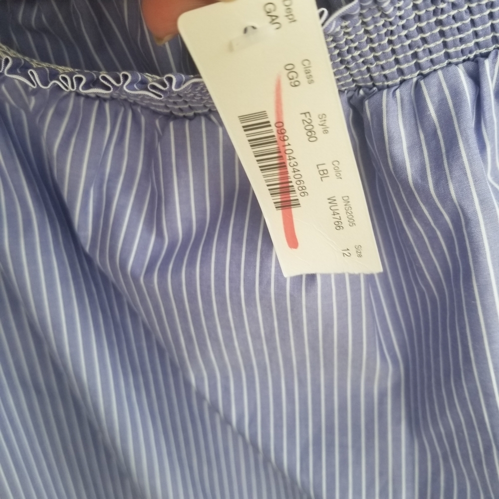 J. Crew Stripe Off Shoulder Blouse Size 12/Large Blue White Stripe - Picture 9 of 10